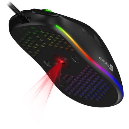 CONNECT IT CMO-5511-BK - LED RGB Laidinė žaidimų pelė 200-12800 DPI juoda