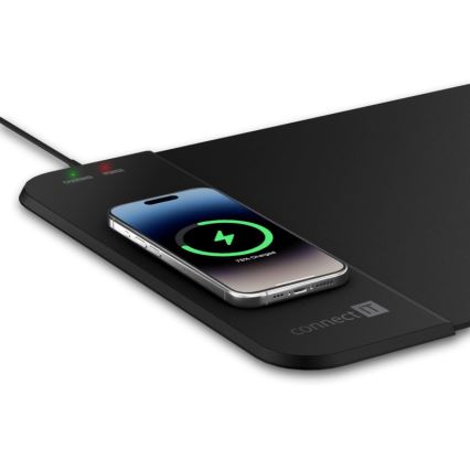 CONNECT IT CMP-2500-LG - Kilimėlis klaviatūrai ir pelė Su Qi belaidis įkrovimas 80x30 cm juoda