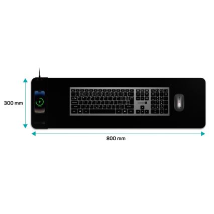CONNECT IT CMP-2500-LG - Kilimėlis klaviatūrai ir pelė Su Qi belaidis įkrovimas 80x30 cm juoda