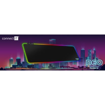 CONNECT IT CMP-3100-LG - LED RGB Žaidimų klaviatūra ir pelės kilimėlis 80x30 cm juoda
