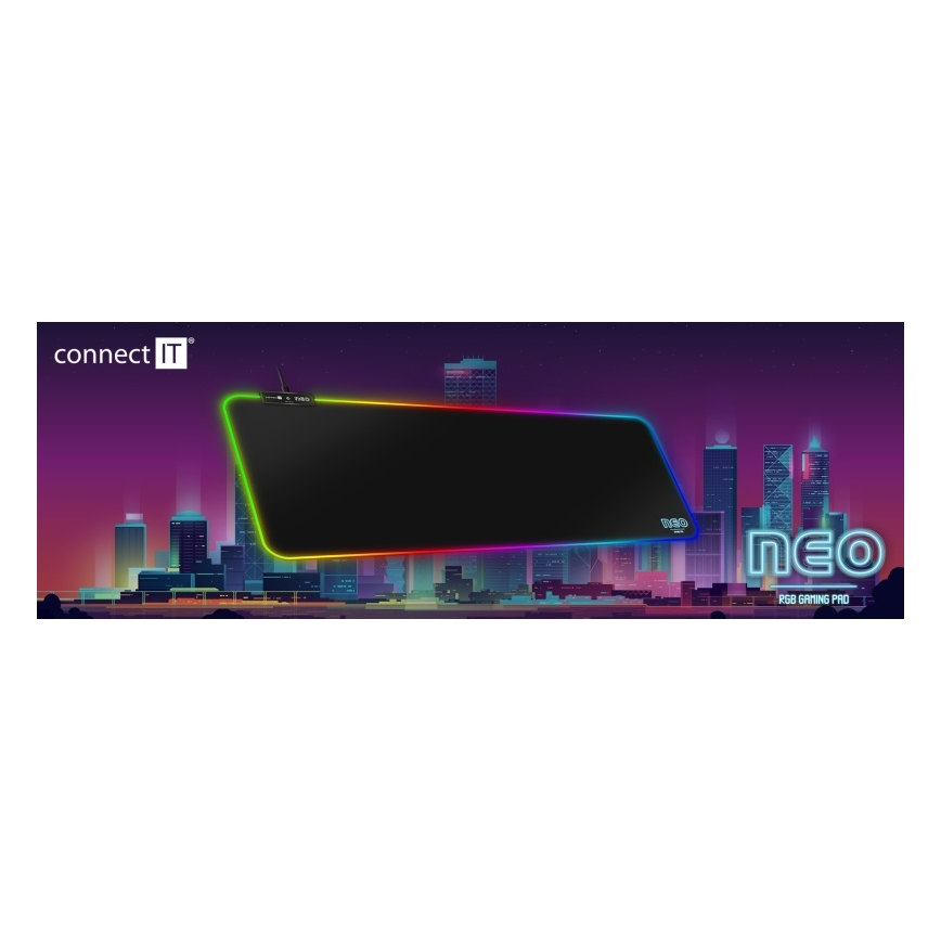 CONNECT IT CMP-3100-LG - LED RGB Žaidimų klaviatūra ir pelės kilimėlis 80x30 cm juoda