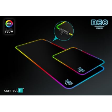 CONNECT IT CMP-3100-SM - LED RGB Žaidimų pelės kilimėlis 32x24,5 cm juoda