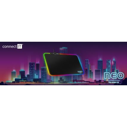 CONNECT IT CMP-3100-SM - LED RGB Žaidimų pelės kilimėlis 32x24,5 cm juoda