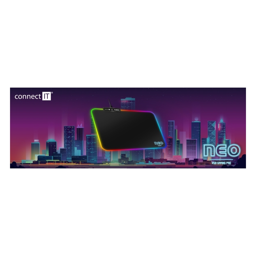 CONNECT IT CMP-3100-SM - LED RGB Žaidimų pelės kilimėlis 32x24,5 cm juoda
