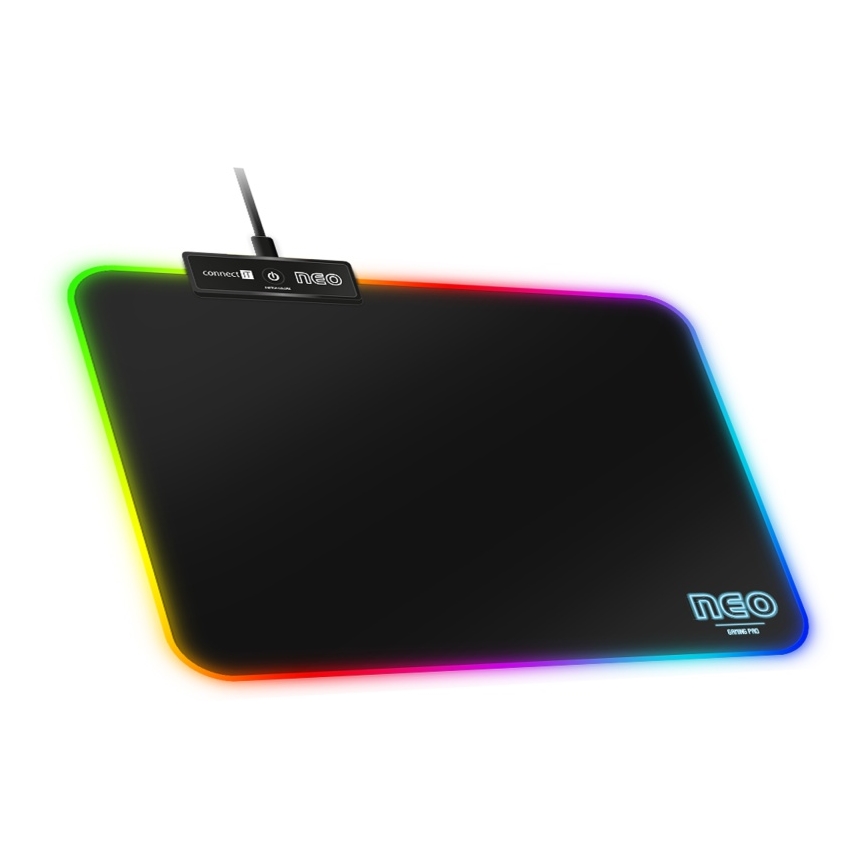 CONNECT IT CMP-3100-SM - LED RGB Žaidimų pelės kilimėlis 32x24,5 cm juoda