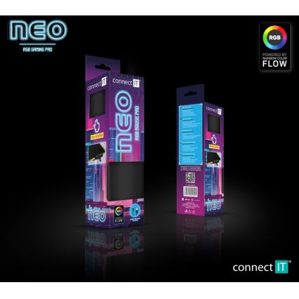 CONNECT IT CMP-3100-SM - LED RGB Žaidimų pelės kilimėlis 32x24,5 cm juoda