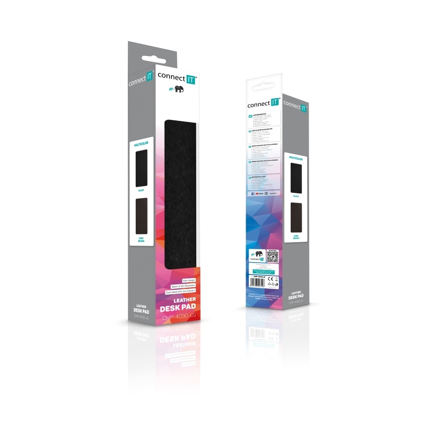 CONNECT IT CMP-4030-LG - Dvipusis pelės ir klaviatūros kilimėlis 90x40 cm juodas/rudas