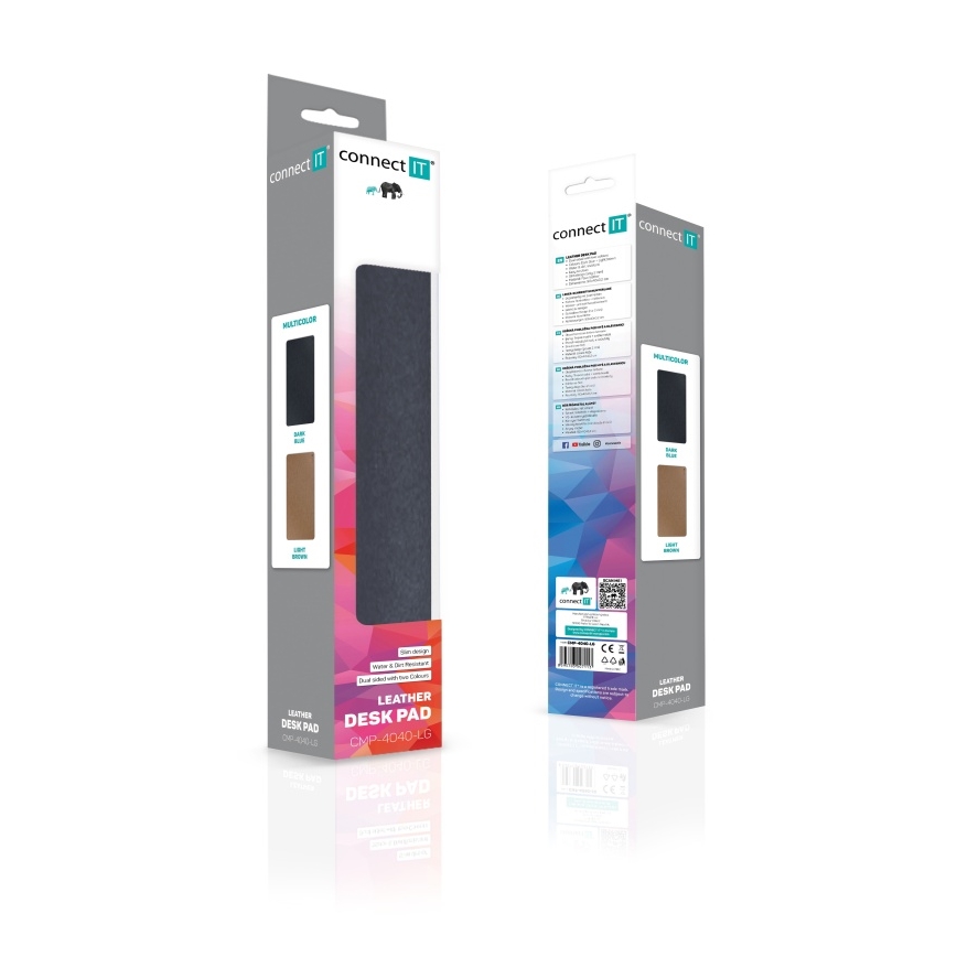 CONNECT IT CMP-4040-LG - Dvipusis kilimėlis po klaviatūrą ir pelę 90x40 cm mėlynas/rudas