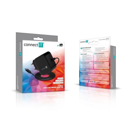 CONNECT IT CNP-1660-BK - Universalus USB-C maitinimo adapteris nešiojamiesiems kompiuteriams, 67W