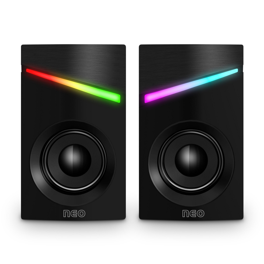 CONNECT IT CSP-1100-BK - KOMPLEKTAS 2x LED RGB Žaidimai garsiakalbis 6W/5V juoda