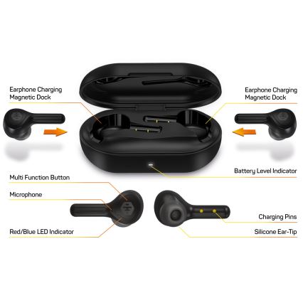 CONNECT IT HEP-5300-BK - Belaidis earphones su mikrofonu 300 mAh juoda