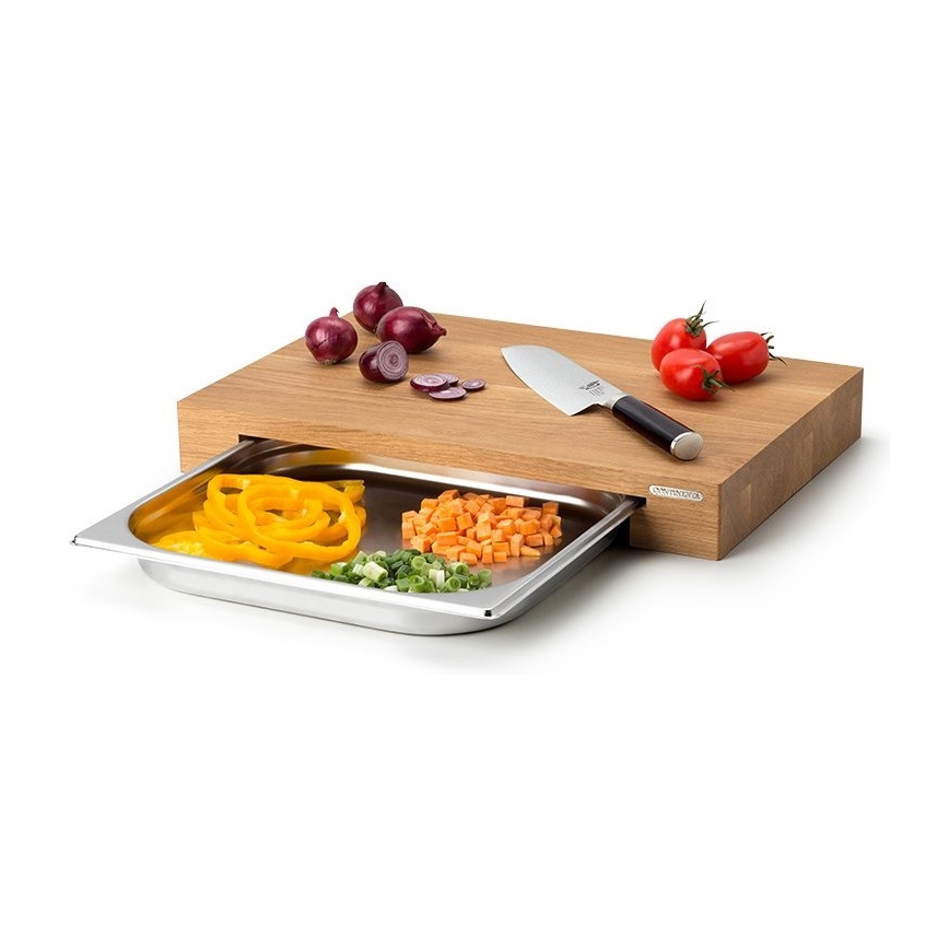 Continenta C4110 - Virtuvinė pjaustymo lenta su dubeniu 39x27 cm ąžuolas