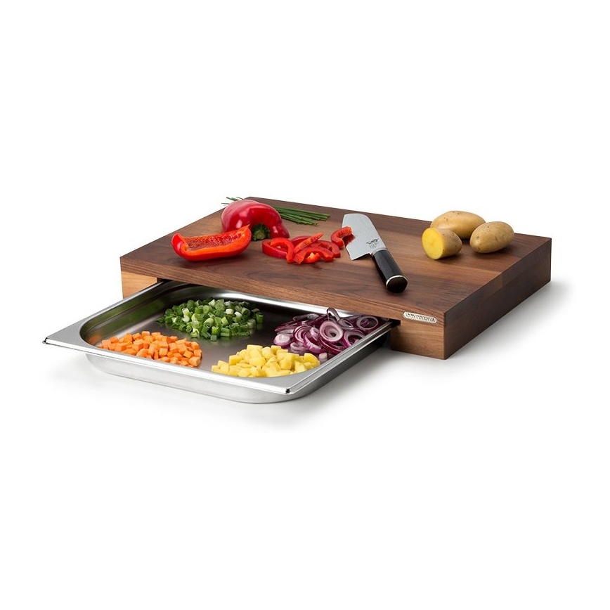 Continenta C4211 - Virtuvinė pjaustymo lenta su dubeniu 48x32,5 cm riešutmedžio