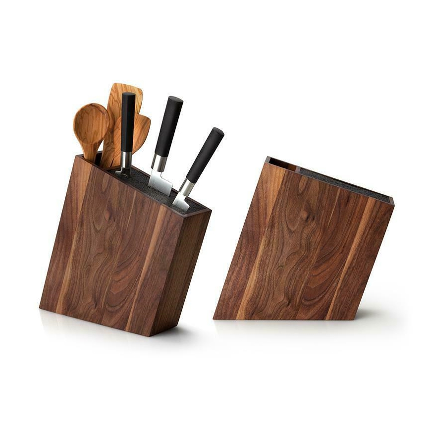 Continenta C4251- Peilių stovas su lanksčiu įdėklu ir skyriumi 31x8x24,5 cm riešutmedžio