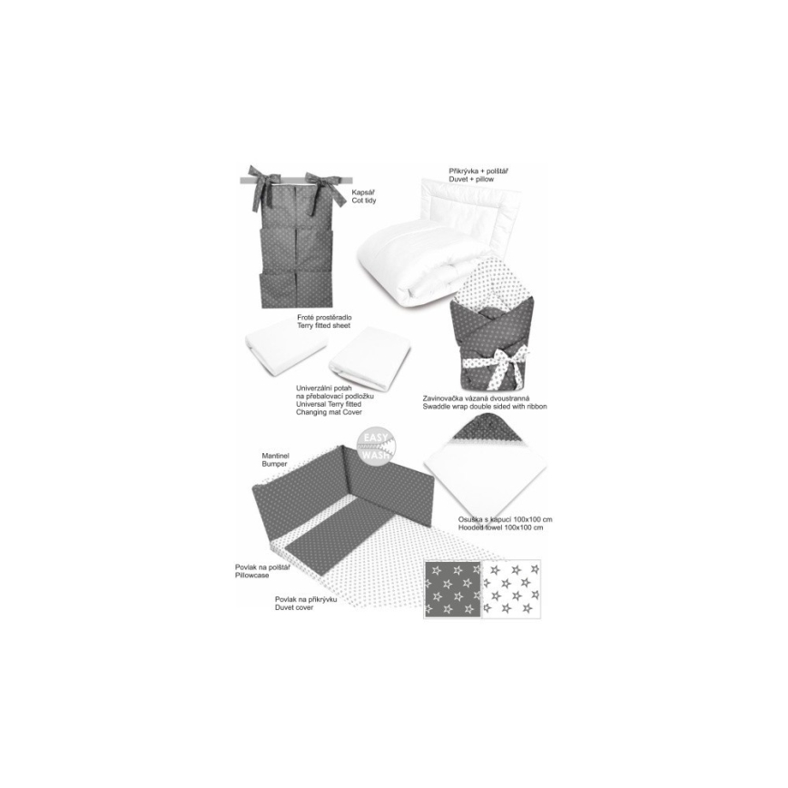 COSING - 10 dalių komplektas naujagimiui Sleeplease pilka/balta