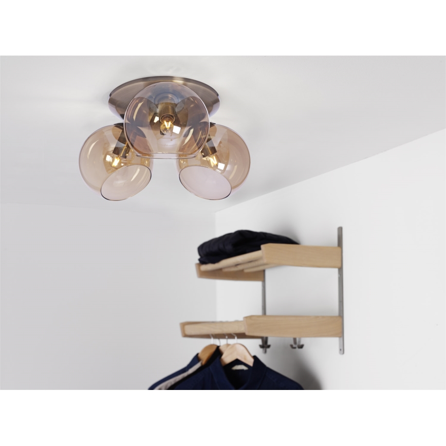 Cottex - Lubinis šviestuvas CAPELLA 3xE14/40W/230V Ø 37 cm dūminis/rudas
