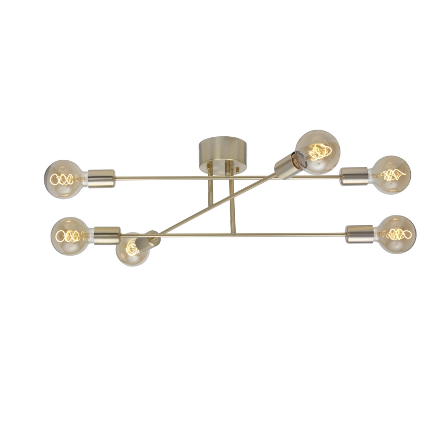 Cottex - Prie lubų montuojamas šviestuvas BATON 6xE27/60W/230V, žalvarinis