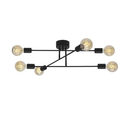 Cottex - Prie lubų montuojamas šviestuvas BATON 6xE27/60W/230V juodas