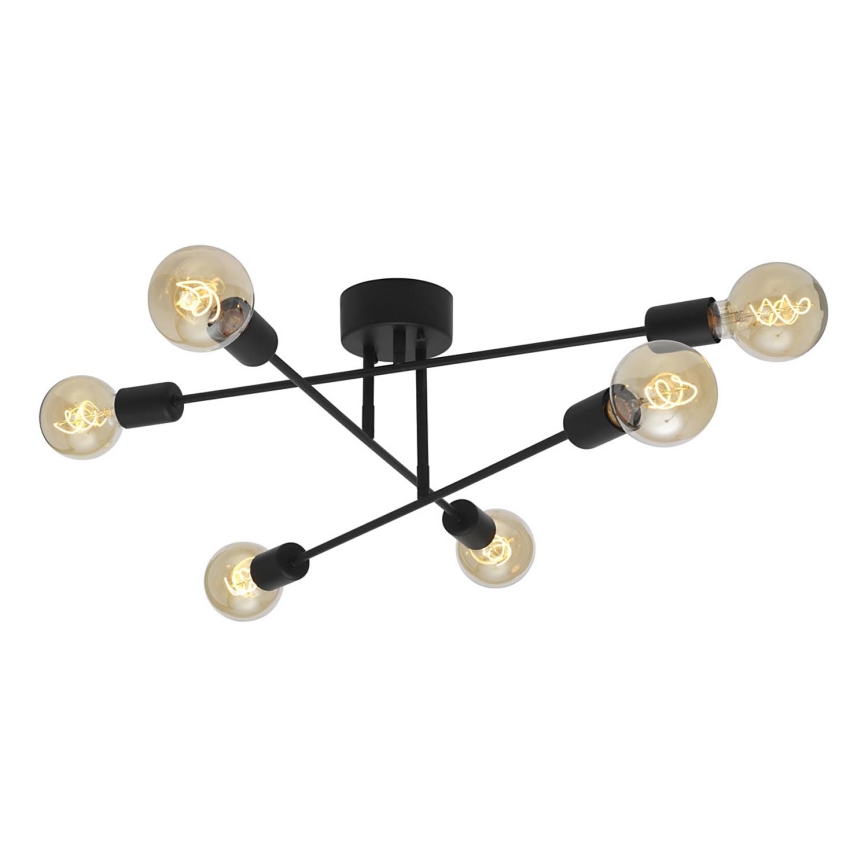 Cottex - Prie lubų montuojamas šviestuvas BATON 6xE27/60W/230V juodas