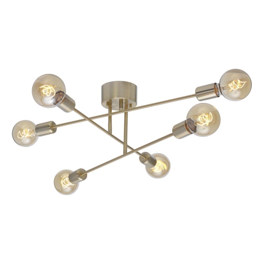Cottex - Prie lubų montuojamas šviestuvas BATON 6xE27/60W/230V, žalvarinis