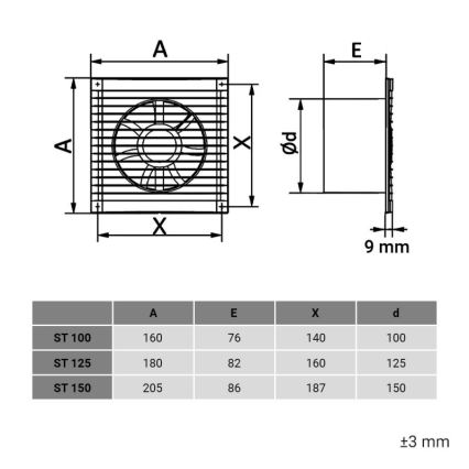 Dalap 1210 - Ašinis ventiliatorius su apsauginiu tinkleliu 100 ST 14W/230V