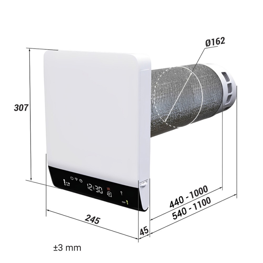 Dalap 25BP160 - Kambarinis rekuperatorius BRISE 160 PROFI 22W/230V Wi-Fi + nuotolinis valdymas