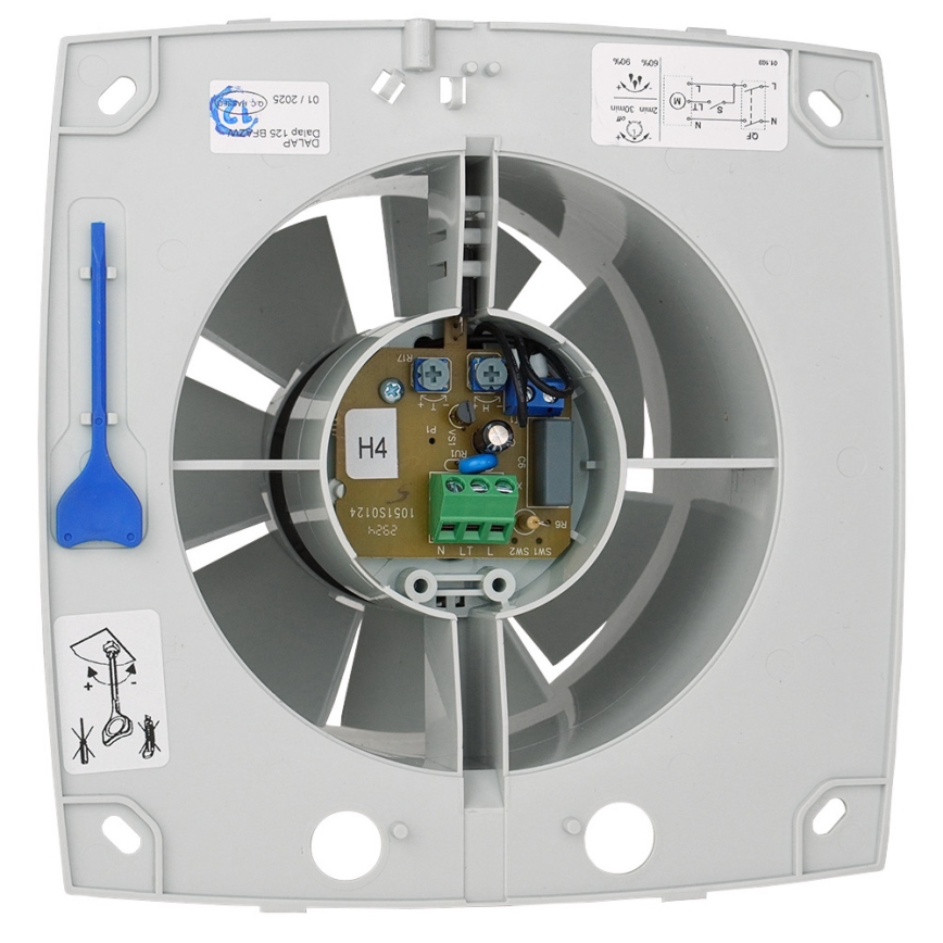 Dalap 41017 - Ašinis ventiliatorius su laikmačiu ir drėgmės jutikliu 100 BFAZW 16W/230V