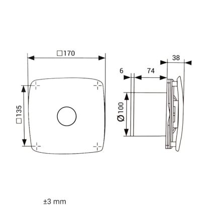 Dalap 41093 - Ašinis ventiliatorius 100 ONYX 14W/230V