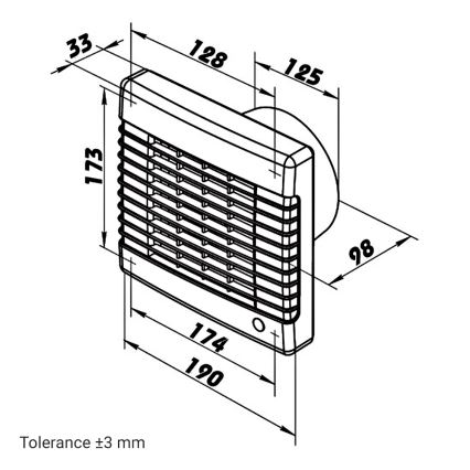 Dalap 41117 - Ašinis ventiliatorius su automatine žaliuze 125 LV 12 22W/12V