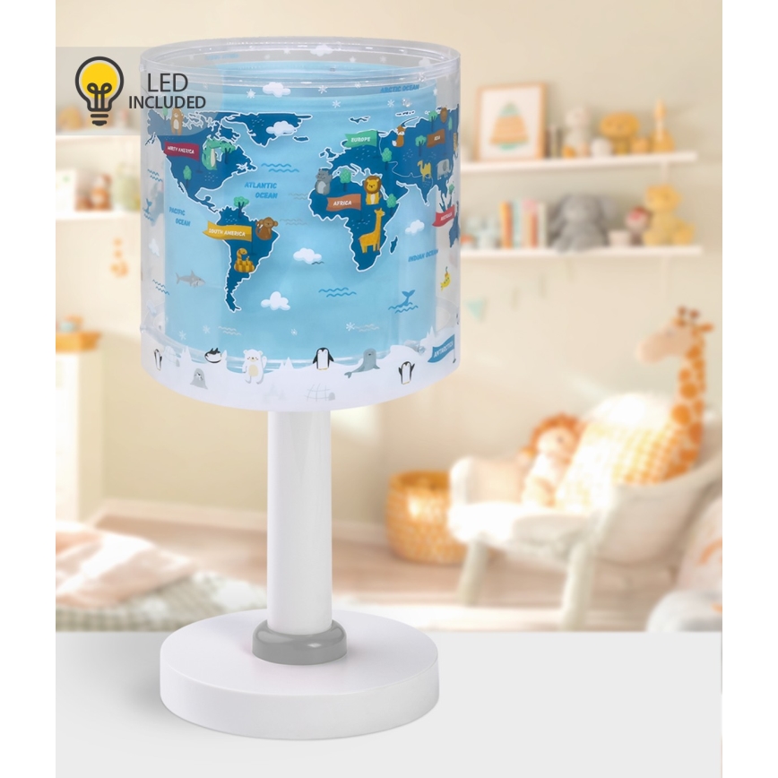 Dalber 40671 - LED vaikiška naktinė lempa WORLD 1xG4/4W/230V mėlyna