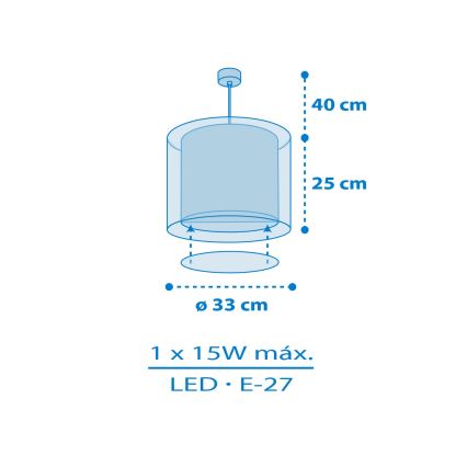 Dalber 40672 - Vaikiškas lubinis šviestuvas WORLD 1xE27/15W/230V, mėlynas