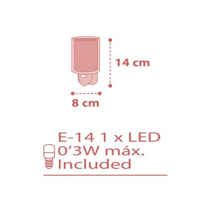 Dalber 41005S - LED Kištukinis lizdas lempa DOTS 1xE14/0,3W/230V