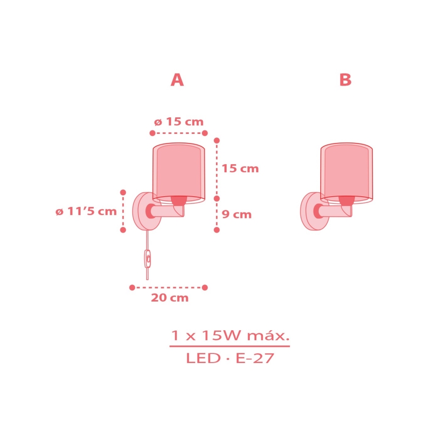 Dalber 41199 - Vaikiškas sieninis šviestuvas RAINBOW 1xE27/15W/230V įvairiaspalvis