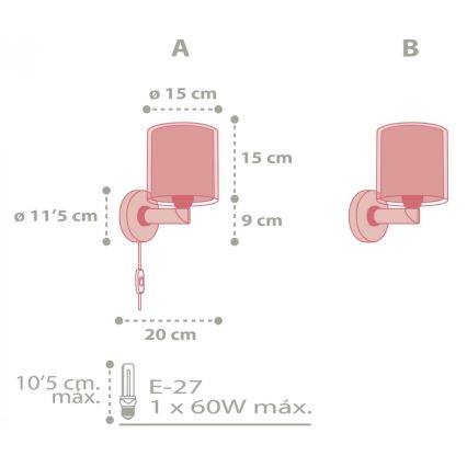 Dalber 41439 - Vaikiškas sieninis šviestuvas COLOR RAIN 1xE27/60W/230V