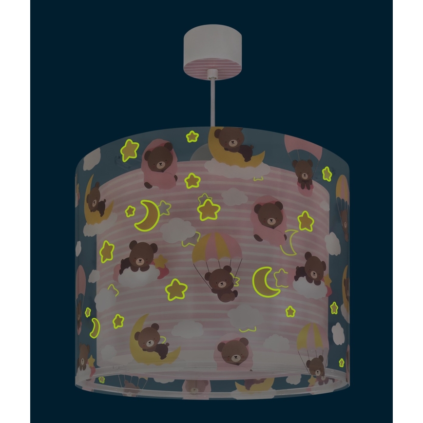 Dalber 41572S - Vaikiškas pakabinamas šviestuvas BABY TEDDY 1xE27/15W/230V rožinis