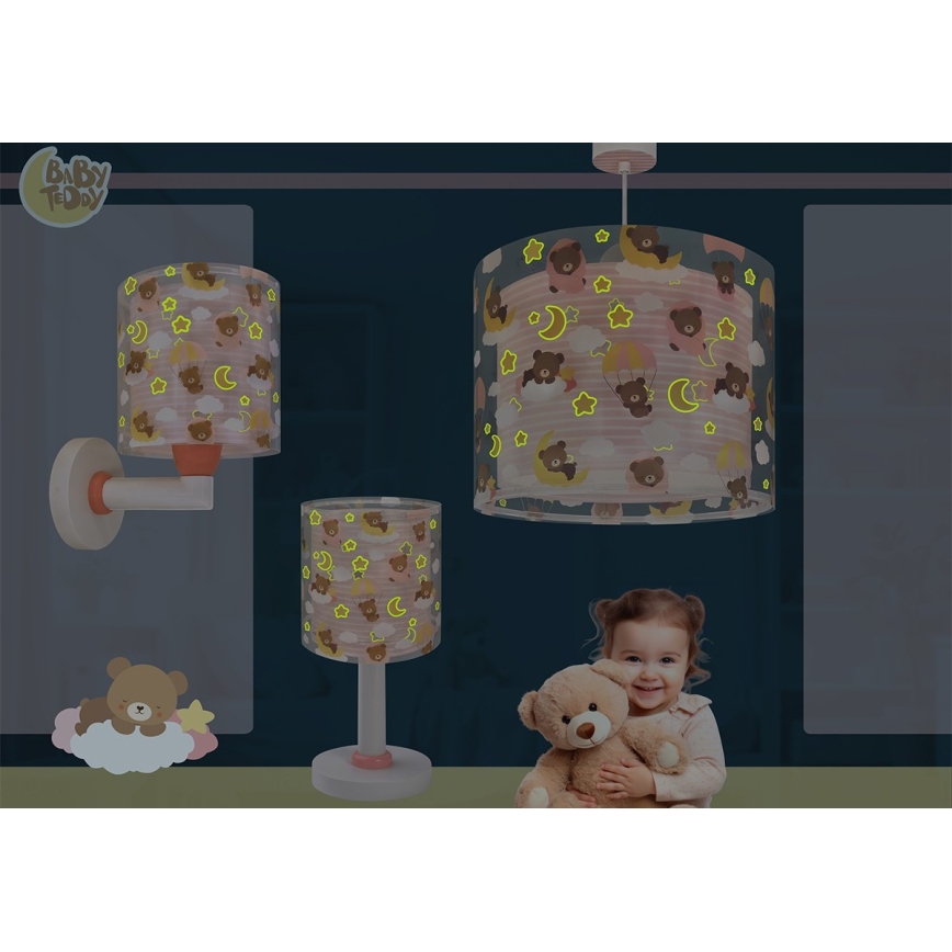 Dalber 41572S - Vaikiškas pakabinamas šviestuvas BABY TEDDY 1xE27/15W/230V rožinis