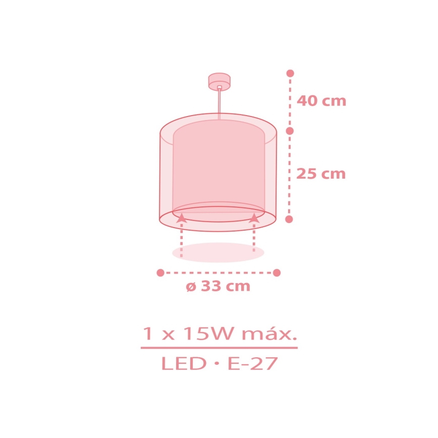 Dalber 41572S - Vaikiškas pakabinamas šviestuvas BABY TEDDY 1xE27/15W/230V rožinis