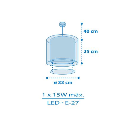 Dalber 41572T - Vaikiškas pakabinamas šviestuvas BABY TEDDY 1xE27/15W/230V, mėlynas