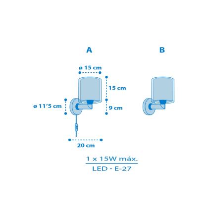 Dalber 41579T - Vaikiška sieninė lempa BABY TEDDY 1xE27/15W/230V mėlyna