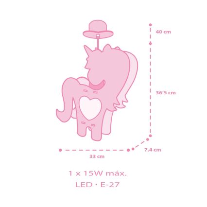 Dalber 41597 - Vaikiškas sietynas UNICORN 1xE27/15W/230V