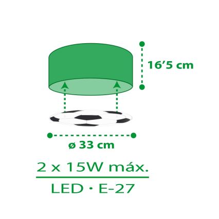 Dalber 41736 - Vaikiškas lubinis šviestuvas FOOTBALL 2xE27/15W/230V