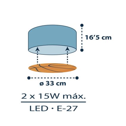 Dalber 41746 - Vaikiškas lubinis šviestuvas BASKET 2xE27/15W/230V