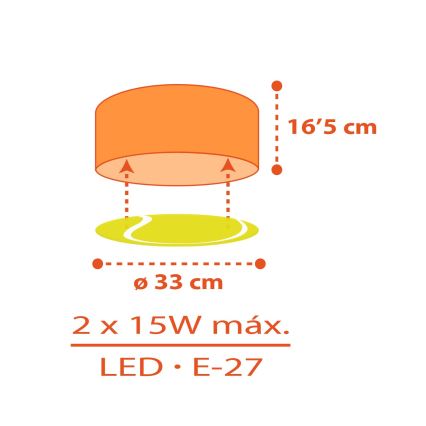 Dalber 41756 - Vaikiškas lubinis šviestuvas TENNIS 2xE27/15W/230V