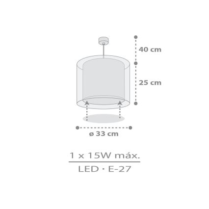 Dalber 41762E - Vaikiškas šviestuvas KAWAII FRIENDS 1xE27/15W/230V pilka