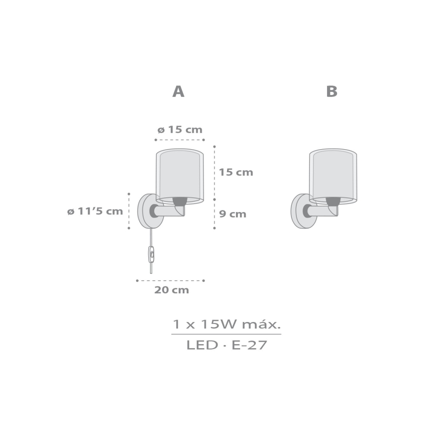 Dalber 41769E - Vaikiška sieninė lempa KAWAII FRIENDS 1xE27/15W/230V pilka