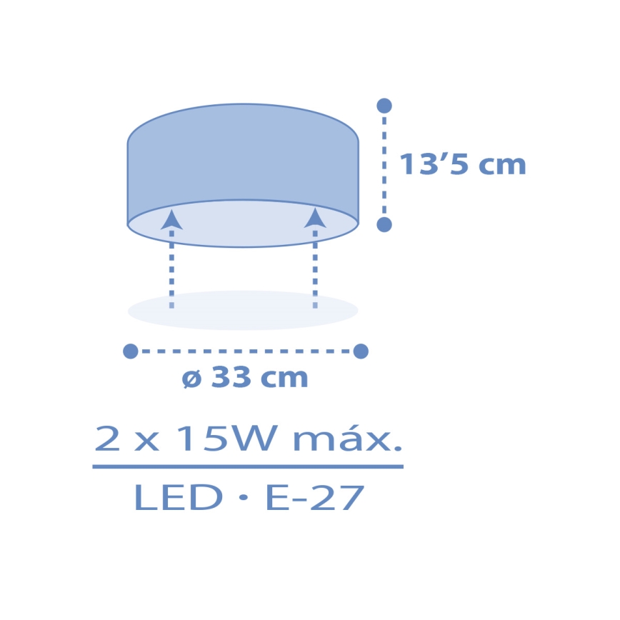 Dalber 42006T - Vaikiškas lubinis šviestuvas COLOR LIGHT 2xE27/15W/230V mėlyna