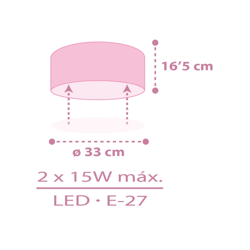 Dalber 42496 - Vaikiškas lubinis šviestuvas FAIRY DREAMS 2xE27/15W/230V
