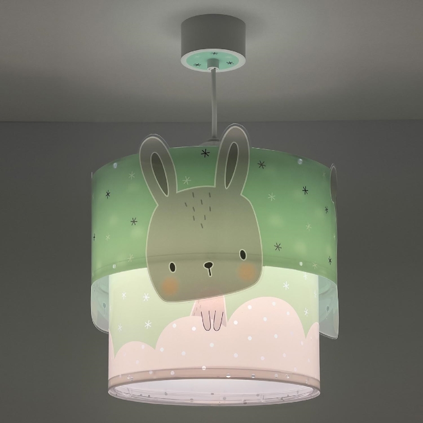 Dalber 61152H - Vaikiškas sietynas BUNNY 1xE27/60W/230V žalias