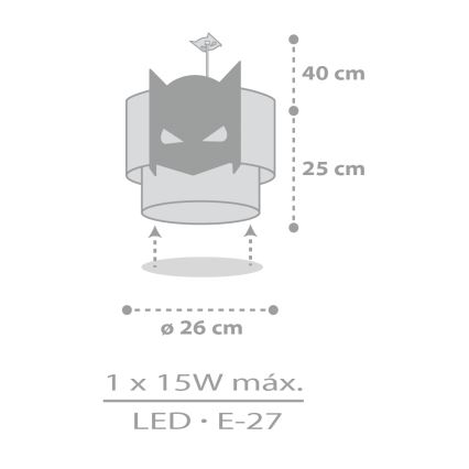 Dalber 61802 - Vaikiškas sietynas DARK HERO 1xE27/15W/230V
