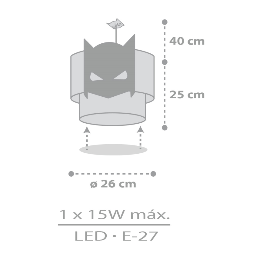 Dalber 61802 - Vaikiškas sietynas DARK HERO 1xE27/15W/230V